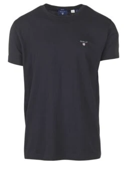 Gant Black Regular-fit Round-neck Cotton T-shirt