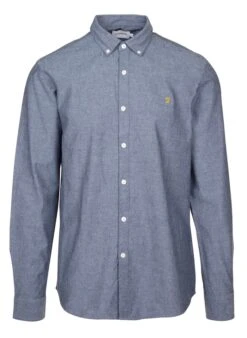 Farah Blue Slim-fit Cotton Shirt With Button-down Collar