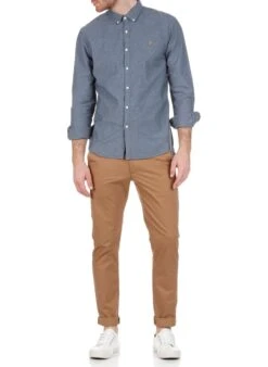 Farah Blue Slim-fit Cotton Shirt With Button-down Collar -Deals Mode Modee Store 1336063