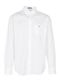 Gant White Regular-fit Cotton Shirt With Button-down Collar
