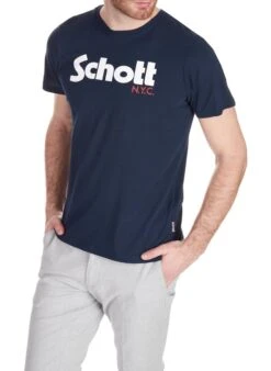 Schott Blue T-shirt -Deals Mode Modee Store 1704868