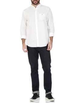 Gant White Regular-fit Cotton Shirt With Button-down Collar -Deals Mode Modee Store 1706697