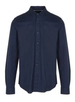 Scotch And Soda Blue Regular-fit Stretch Cotton Shirt With Button-down Collar