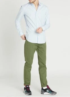 Scotch And Soda Blue Slim-fit Cotton Shirt With Classic Collar -Deals Mode Modee Store 2110635