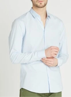Scotch And Soda Blue Slim-fit Cotton Shirt With Classic Collar -Deals Mode Modee Store 2110636