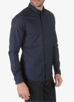 Scotch And Soda Blue Regular-fit Stretch Cotton Shirt With Button-down Collar -Deals Mode Modee Store 2293249