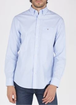 Gant Blue Regular-fit Cotton Shirt With Button-down Collar -Deals Mode Modee Store 2293414