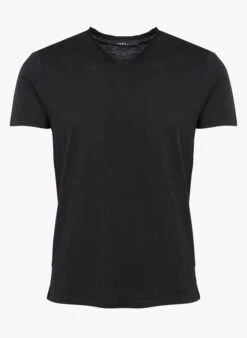 Ikks Black Regular-fit V-neck Cotton T-shirt