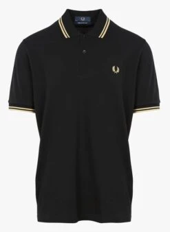 Fred Perry Black Cotton Piqué Polo Shirt With Double Trim