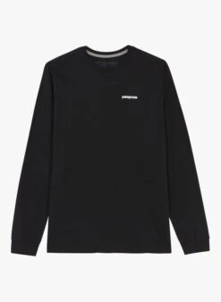 Patagonia Black Regular-fit Round-neck Recycled Cotton-blend T-shirt With Screen Print