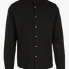 Ikks Black Regular-fit Cotton-blend Jersey Shirt With Classic Collar