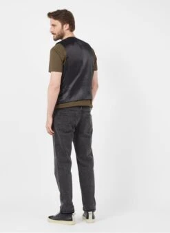 Ikks Khaki Slim-fit V-neck Slub Cotton T-shirt -Deals Mode Modee Store 3060201