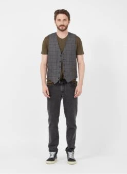 Ikks Khaki Slim-fit V-neck Slub Cotton T-shirt -Deals Mode Modee Store 3060202