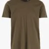 Ikks Khaki Slim-fit V-neck Slub Cotton T-shirt