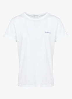 Maison Labiche POITOU DREAMER /GOTS - White Regular-fit Round-neck Organic Cotton T-shirt With Dreamer Embroidery