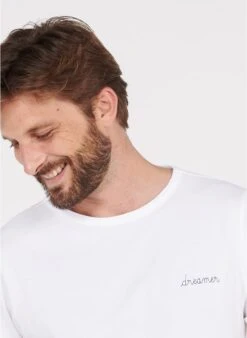 Maison Labiche POITOU DREAMER /GOTS - White Regular-fit Round-neck Organic Cotton T-shirt With Dreamer Embroidery -Deals Mode Modee Store 3175984