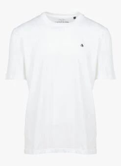 Scotch And Soda White Regular-fit Round-neck Organic Cotton-blend T-shirt