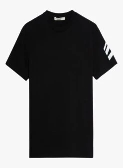 Zadig & Voltaire TOMMY - Black Round-neck Printed Cotton T-shirt