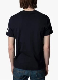 Zadig & Voltaire TOMMY - Blue Round-neck Printed Cotton T-shirt -Deals Mode Modee Store 3655922