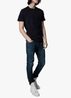 Zadig & Voltaire TOMMY - Blue Round-neck Printed Cotton T-shirt -Deals Mode Modee Store 3655927