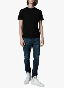 Zadig & Voltaire TOMMY - Black Round-neck Printed Cotton T-shirt -Deals Mode Modee Store 3655933