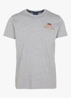Gant ARCHIVE SHIELD EMB SS T-SHIRT - Grey Regular-fit Embroidered Cotton T-shirt With Round Neck