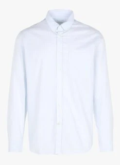 OGRAS - Blue Regular-fit Striped Cotton Shirt With Button-down Collar