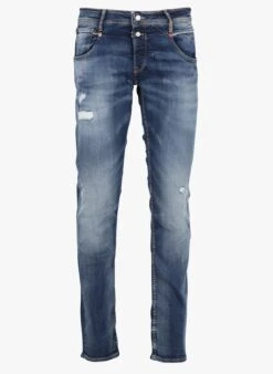 LE TEMPS DES CERISES 800/12 - Blue Cotton-blend Straight-leg Jeans