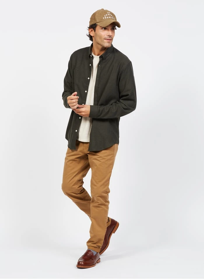 Green Regular-fit Cotton And Wool Shirt With Classic Collar 6 Green Regular-fit Cotton And Wool Shirt With Classic Collar - Image 6