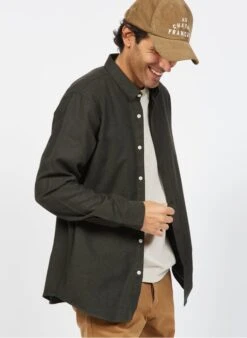 Green Regular-fit Cotton And Wool Shirt With Classic Collar 11 Green Regular-fit Cotton And Wool Shirt With Classic Collar -Deals Mode Modee Store 3839120