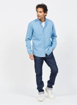 Blue Cotton Denim Shirt -Deals Mode Modee Store 3839132