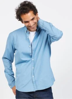 Blue Cotton Denim Shirt -Deals Mode Modee Store 3839135