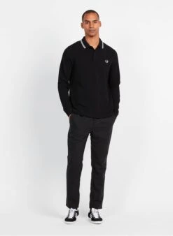Fred Perry Black Long-sleeved Cotton Piqué Polo Shirt -Deals Mode Modee Store 3870735