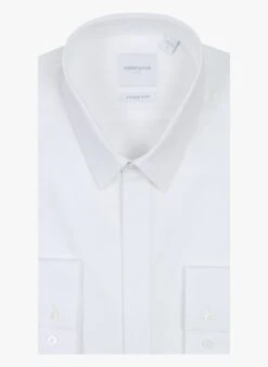 White Slim-fit Cotton Shirt With Classic Collar