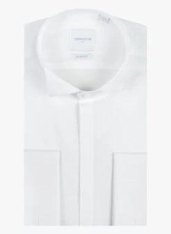 White Slim-fit Cotton Shirt With Wing Collar