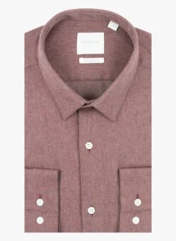 Red Slim-fit Cotton Shirt With Classic Collar