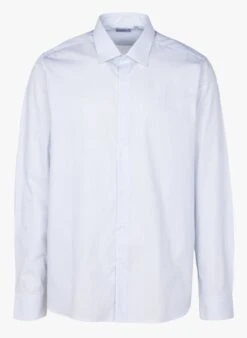 Blue Slim-fit Striped Cotton Shirt With Classic Collar