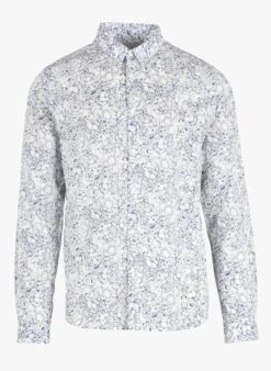 Ikks White Slim-fit Printed Cotton Shirt