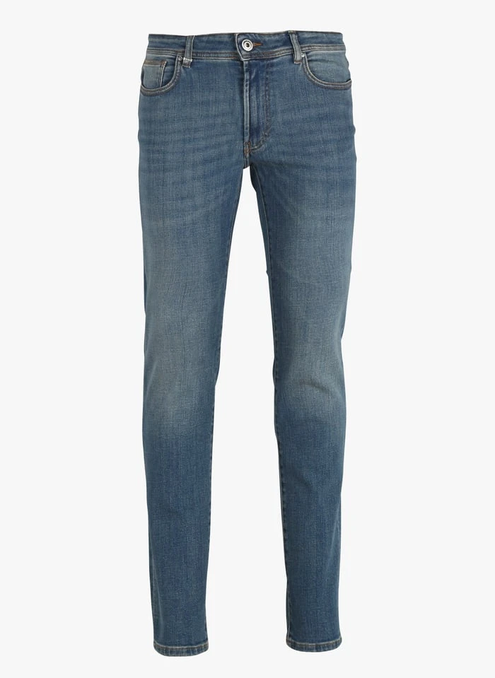 Ikks Blue Slim-fit Faded Cotton Jeans 1 Ikks Blue Slim-fit Faded Cotton Jeans