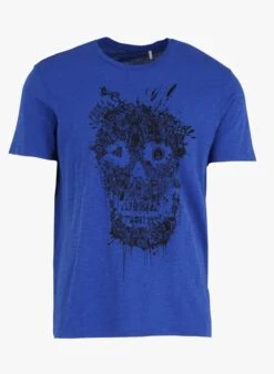 Ikks Blue Printed Cotton T-shirt