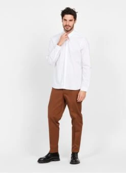 White Slim-fit Cotton Shirt With Classic Collar -Deals Mode Modee Store 3949258