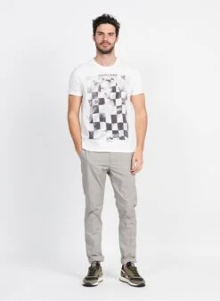 Ikks Beige Slim-fit Printed Cotton Pants -Deals Mode Modee Store 3952331