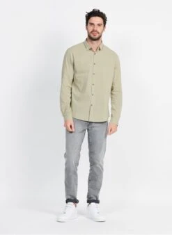 Ikks Khaki Slim-fit Cotton Shirt -Deals Mode Modee Store 3952388