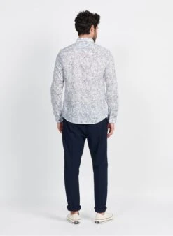 Ikks White Slim-fit Printed Cotton Shirt -Deals Mode Modee Store 3952475