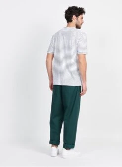 Scotch And Soda Blue Regular-fit Round-neck Striped Linen And Cotton T-shirt -Deals Mode Modee Store 3952560