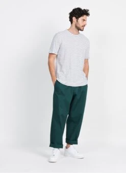 Scotch And Soda Blue Regular-fit Round-neck Striped Linen And Cotton T-shirt -Deals Mode Modee Store 3952561