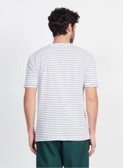 Scotch And Soda Blue Regular-fit Round-neck Striped Linen And Cotton T-shirt -Deals Mode Modee Store 3952562