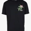 Scotch And Soda Black Regular-fit Round-neck Cotton T-shirt With Screen Print