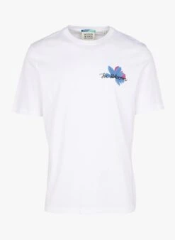 Scotch And Soda White Regular-fit Printed Cotton T-shirt With Round Neck