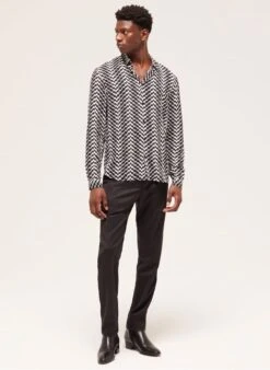 THE KOOPLES Black Printed Viscose Shirt -Deals Mode Modee Store 3983914